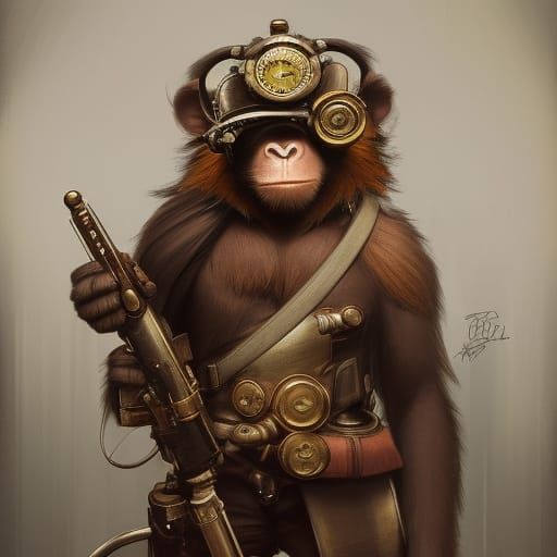 steampunk monkey soldier