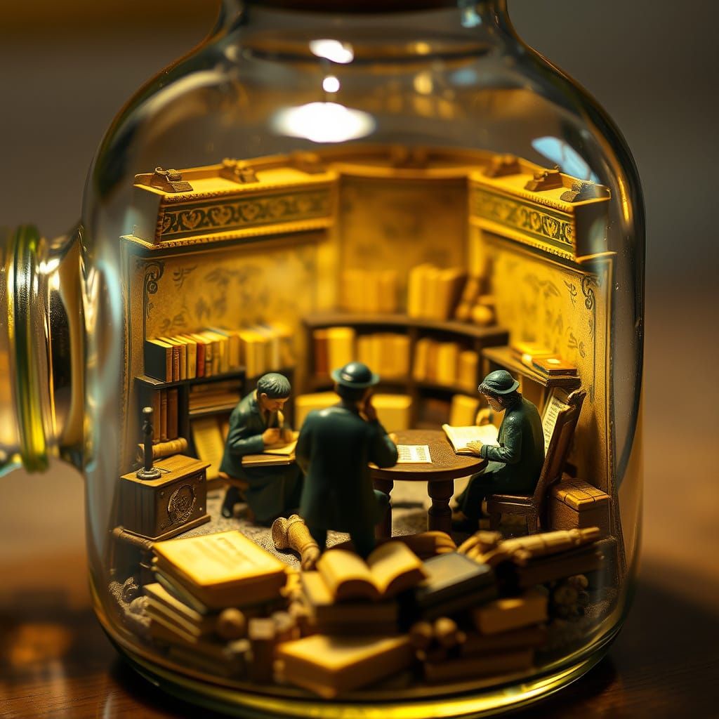 Miniature Yeshiva in a Bottle: A Whimsical Assemblage