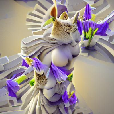 a cat goddess made of irises ambient occlusion beautiful 8k ...