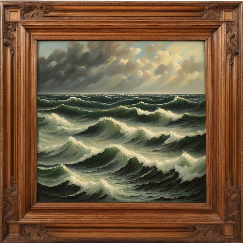 Dramatic Waves in Oil Painting Style