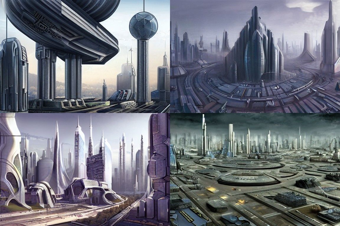 Sci-fi city in the style of Hyperrealism