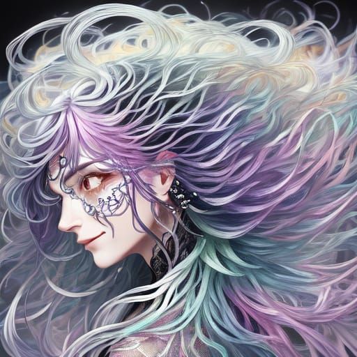 Woman With Pink and Purple Hair and Gentle Smile