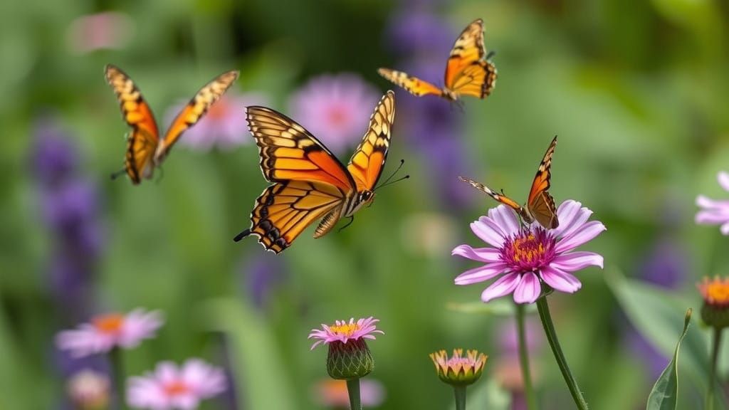 Butterflies and Moths flying around the flowers in the garden  by @Pirate Queen Jo 