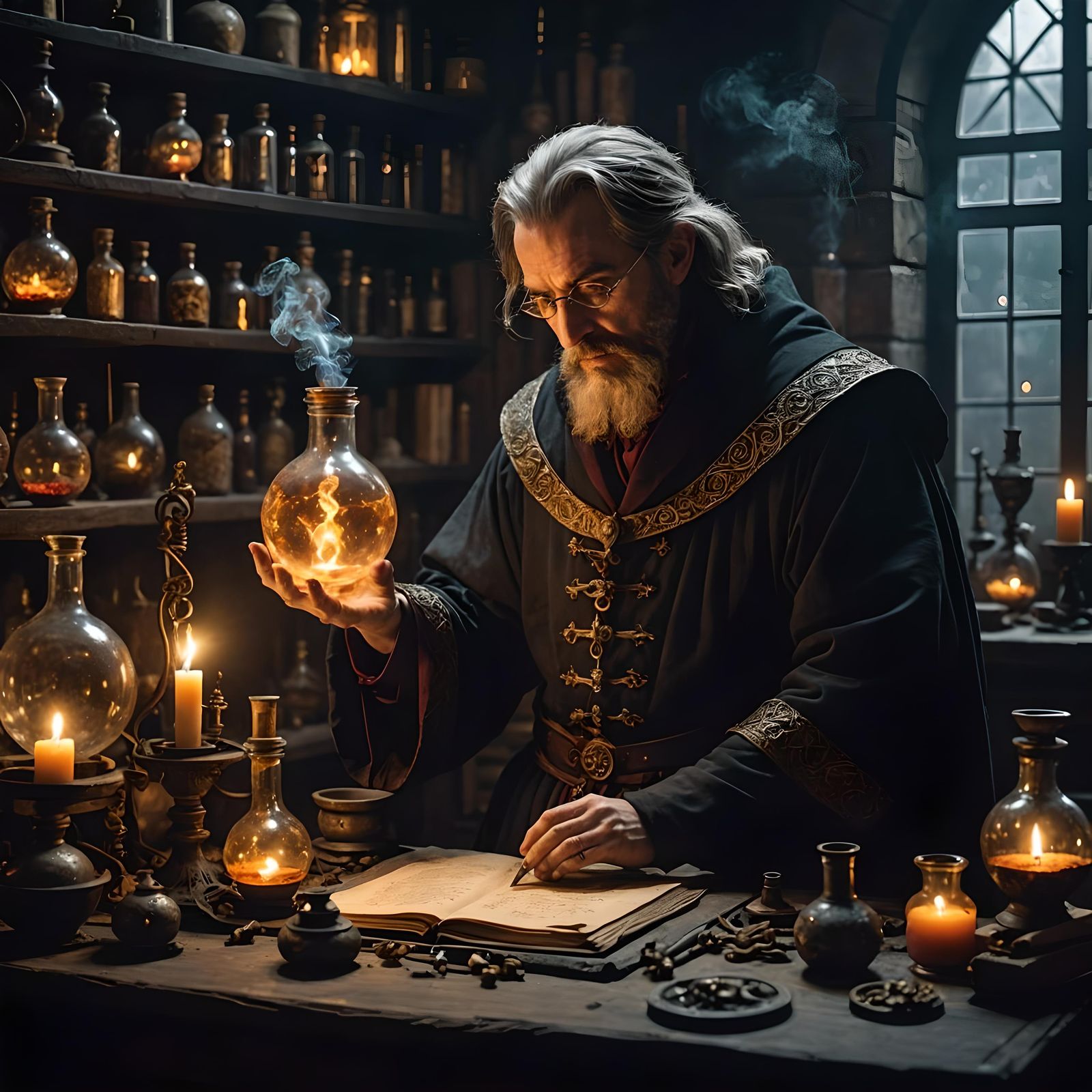  "Alchemist Conjuring Fire Spirit"   by @ZORAN