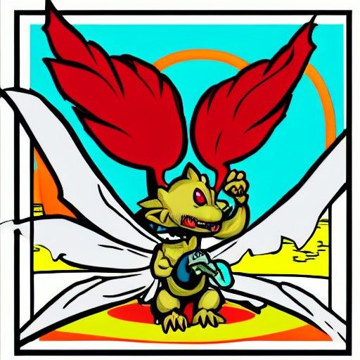 Small Kobold with big wings pop art 8bit comic art