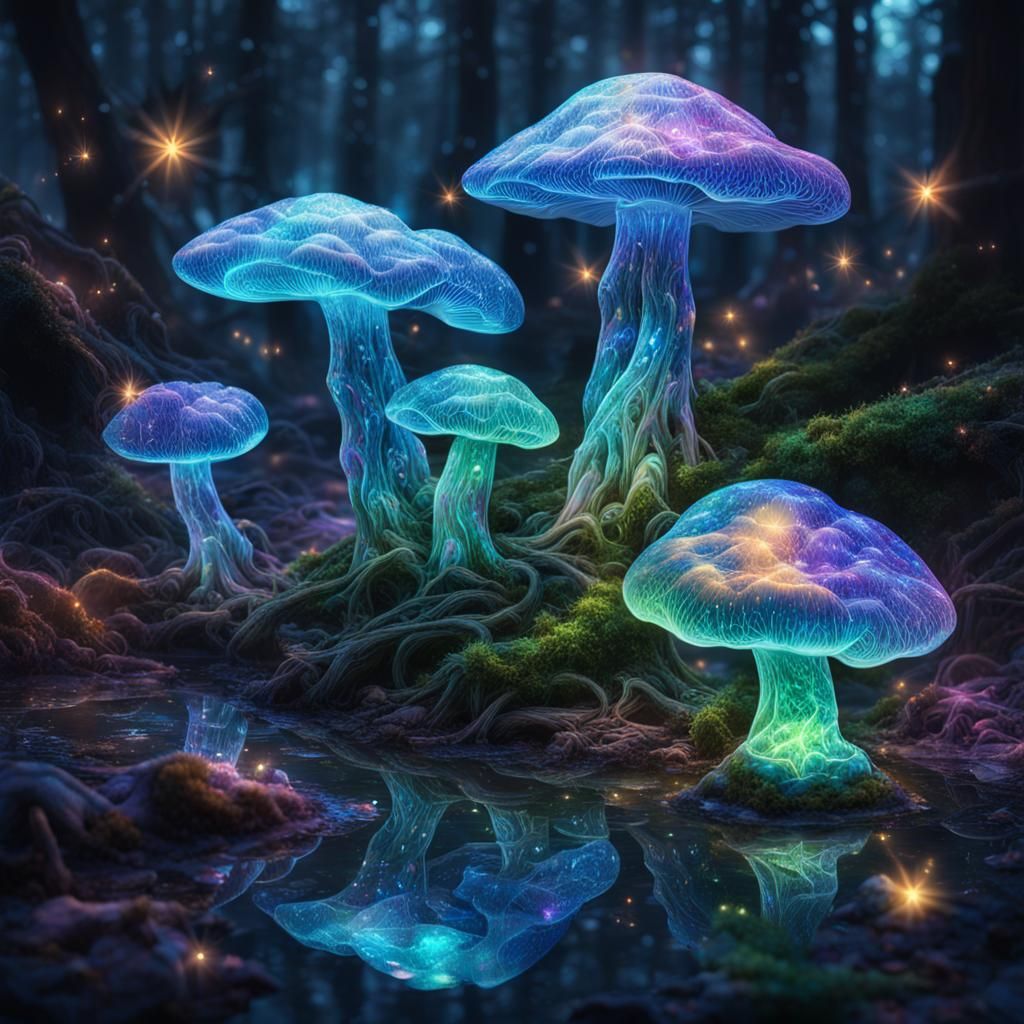 Fluid mushrooms - AI Generated Artwork - NightCafe Creator