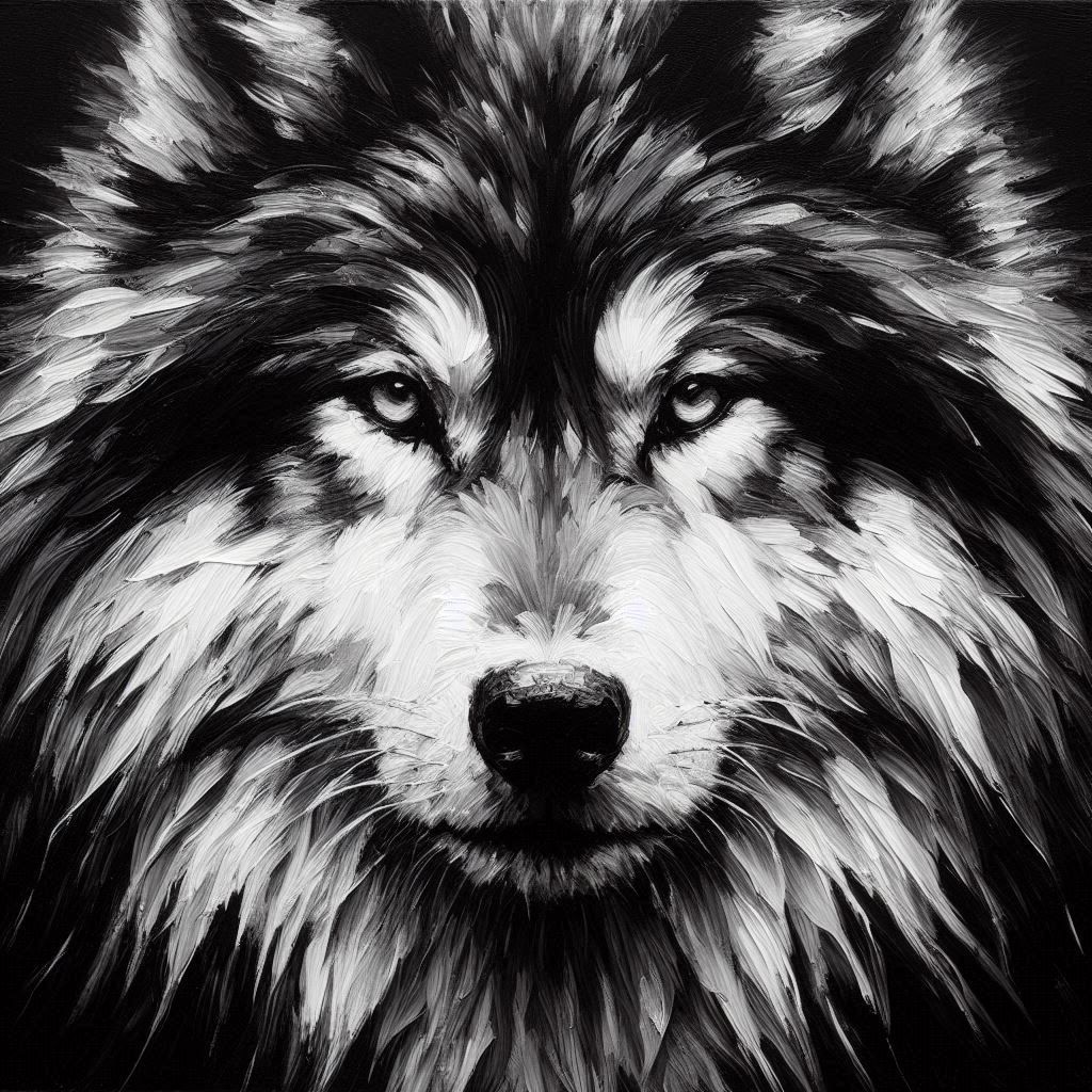 Wolf, black and white