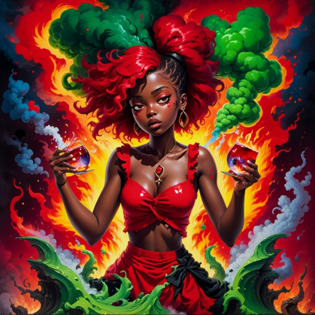 <lora:Eunhagye Bijeon XL:1.0>, surrealist art Cursed Ancient warty Witch boiling a potion. dreamlike, mysterious, provocative, symbolic, int...