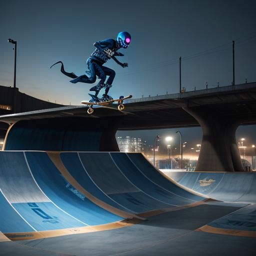 Alien (skatepark) called (KONA BLUE) bold alien plane, at ni...