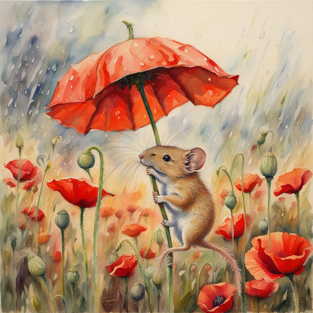 Using a poppy as un umbrella  by @Penelope