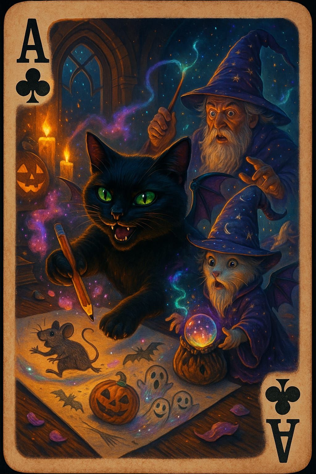 Ace of clubs random made Albus card
