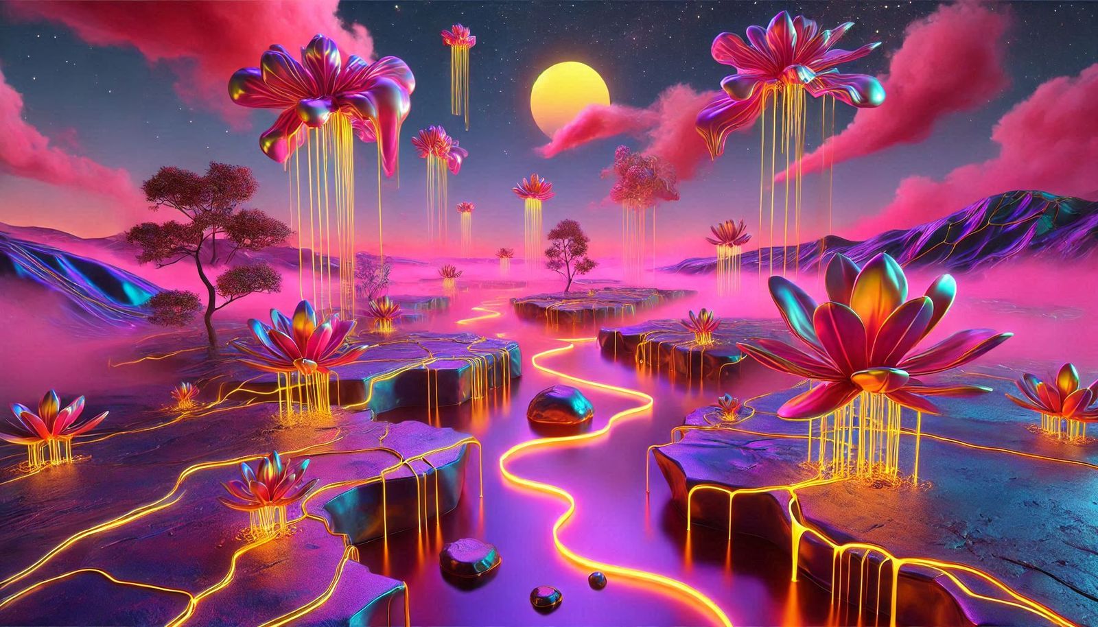 Flowers dripping gold