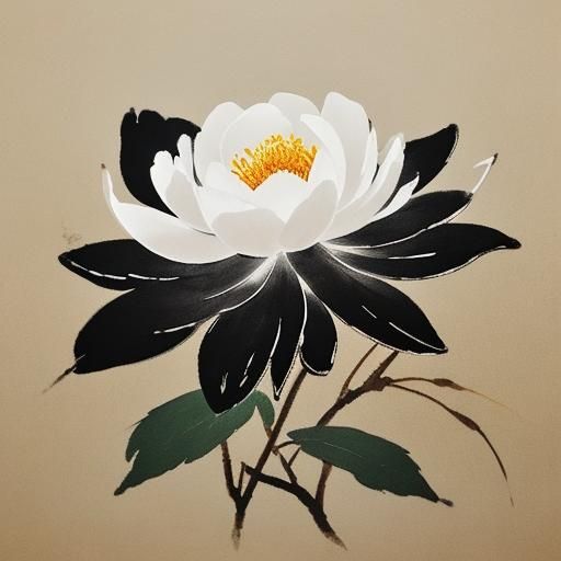Elegant Peony Unfolding: Chinese Ink Painting