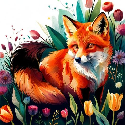 Fox in Garden - AI Generated Artwork - NightCafe Creator