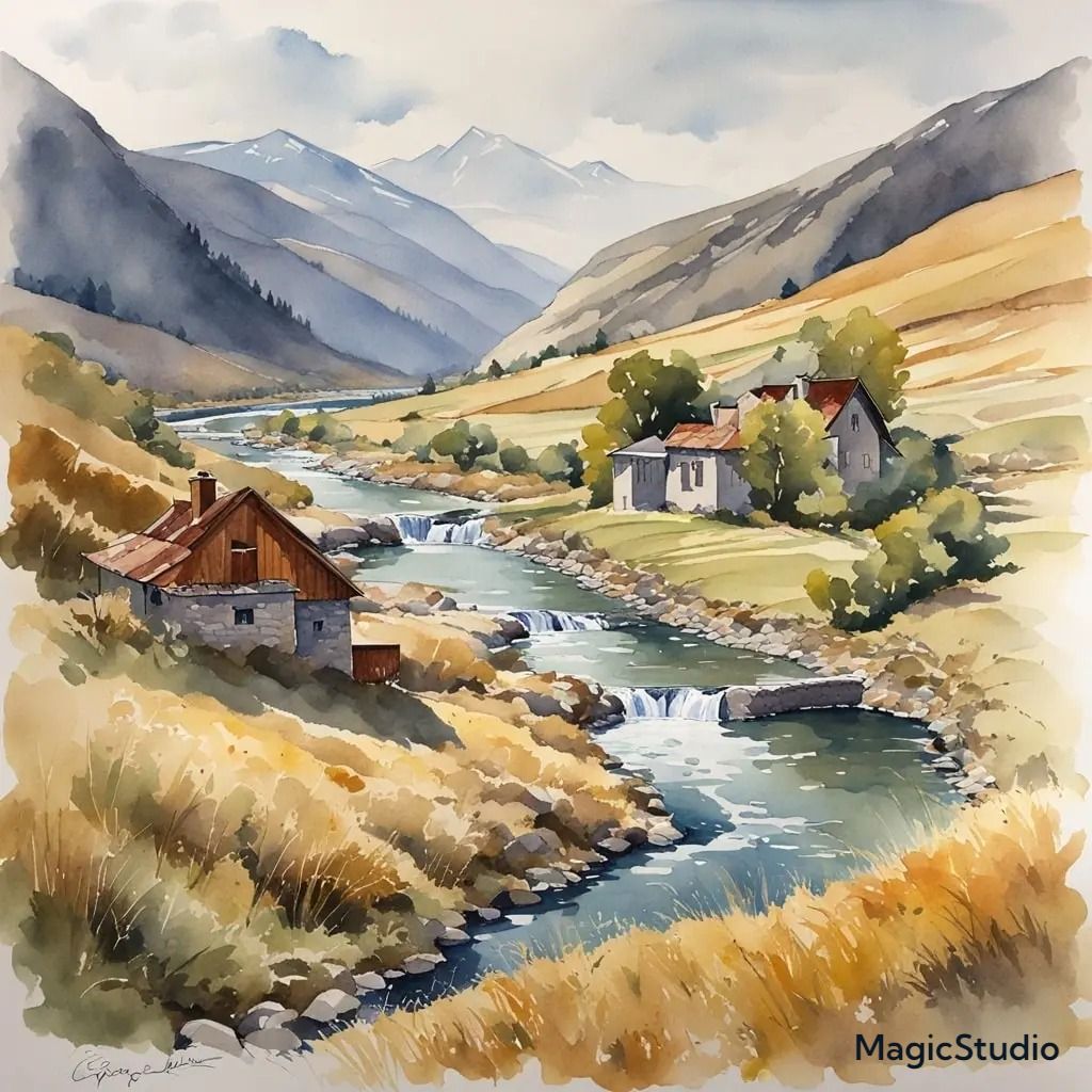 Village along the stream