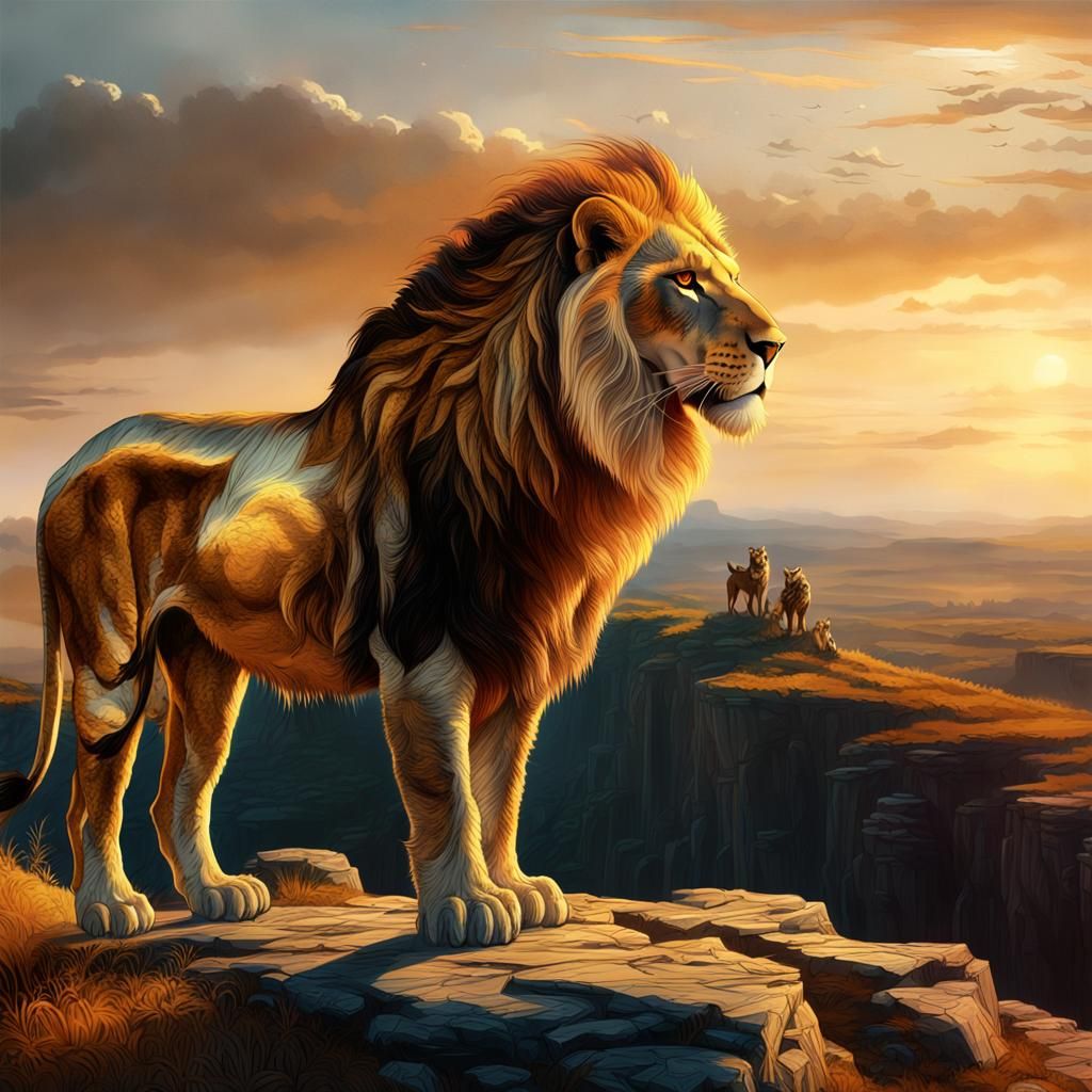 Lion King on Cliff: Fantasy Concept Art