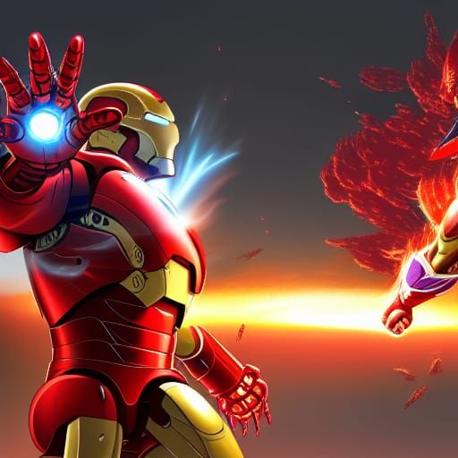 iron man fighting goku