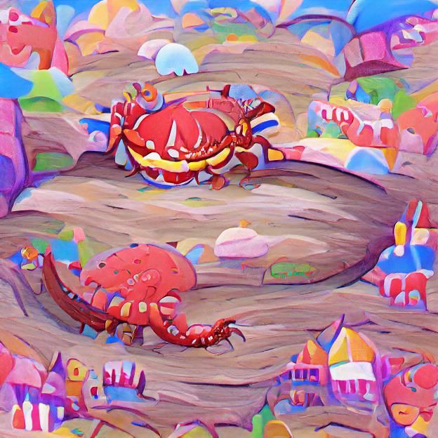 Cute Cartoon Giant Crab in Candyland Wonderland