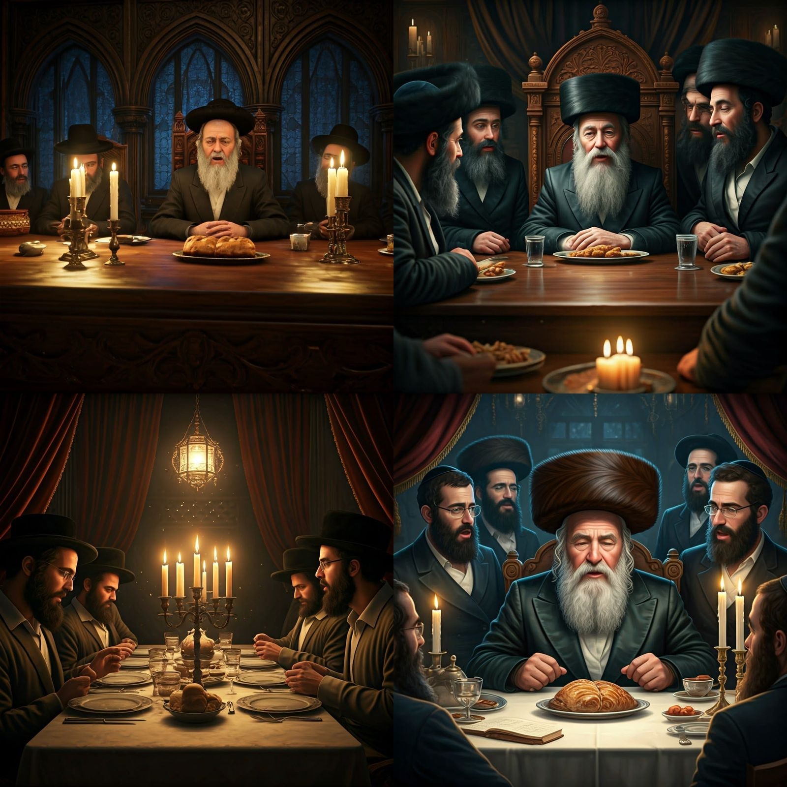 Orthodox Jewish Men Singing Shabbat Songs Around the Table