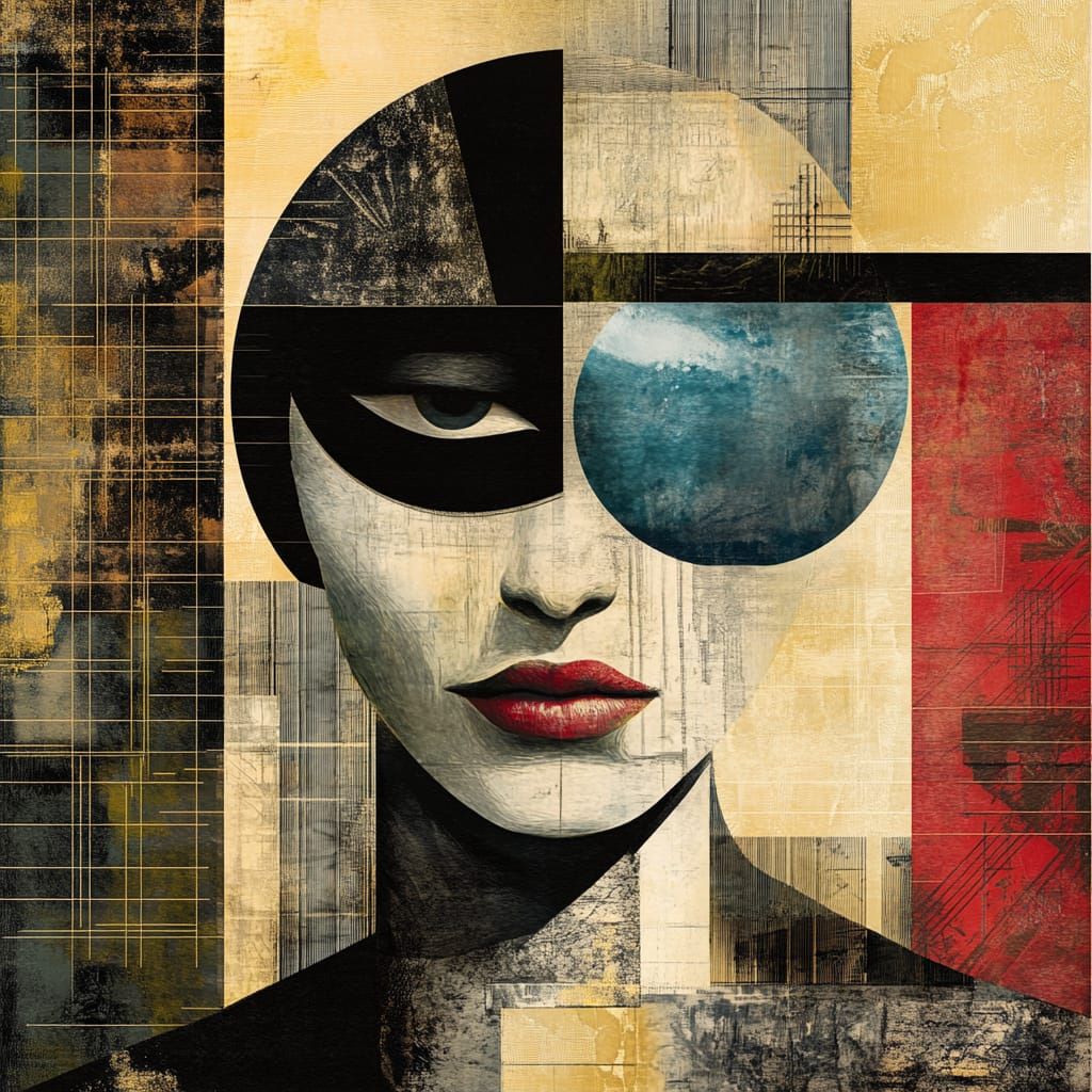 Non-lieu art deco style surreal carte-de-visite. vibrant colors, Hyperrealistic, concept art, mid shot, intricately detailed, color depth, d...