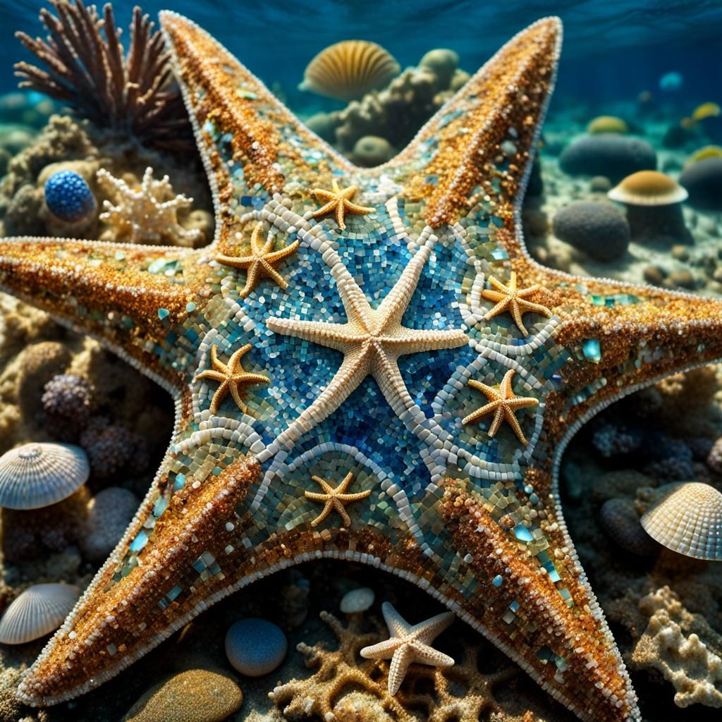 Mosaic Starfish - Ai Generated Artwork - Nightcafe Creator