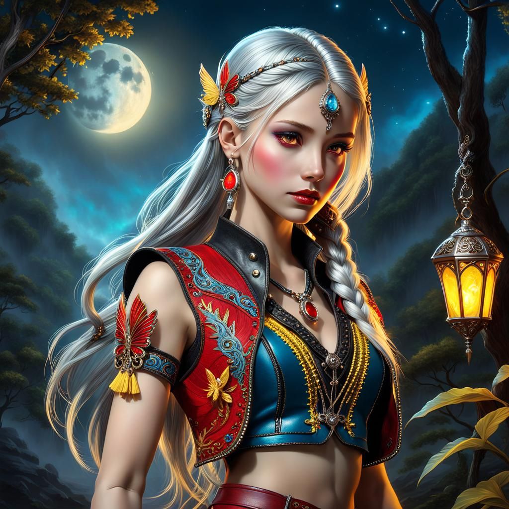 Fantasy full shot. Petite teen fairy girl with long braided ...