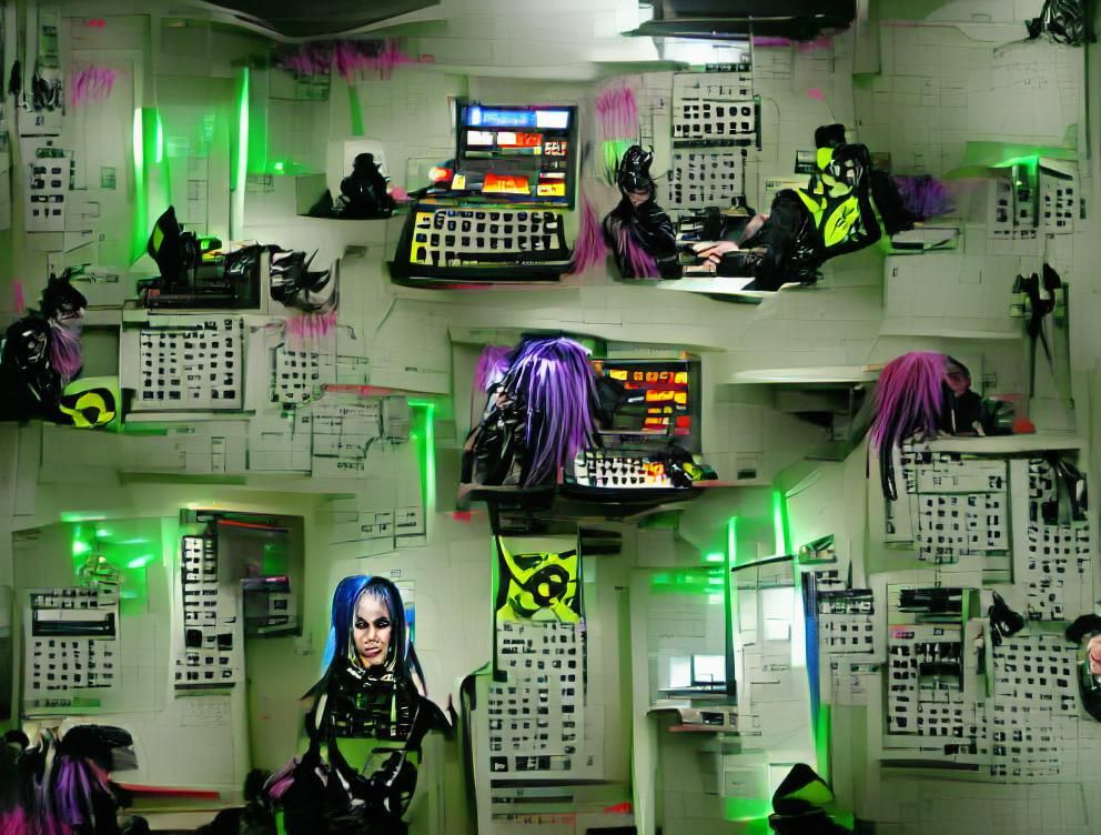 Cybergoth goth cyberpunk cyber control room