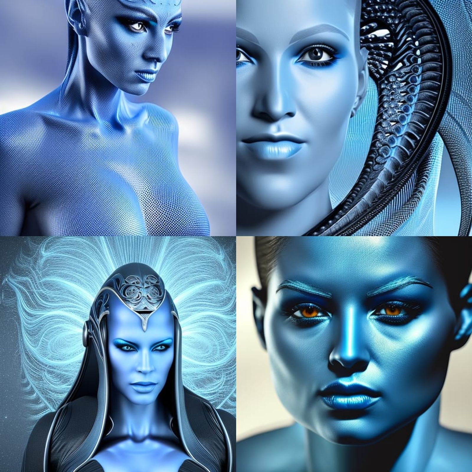 blue aliens around girl
