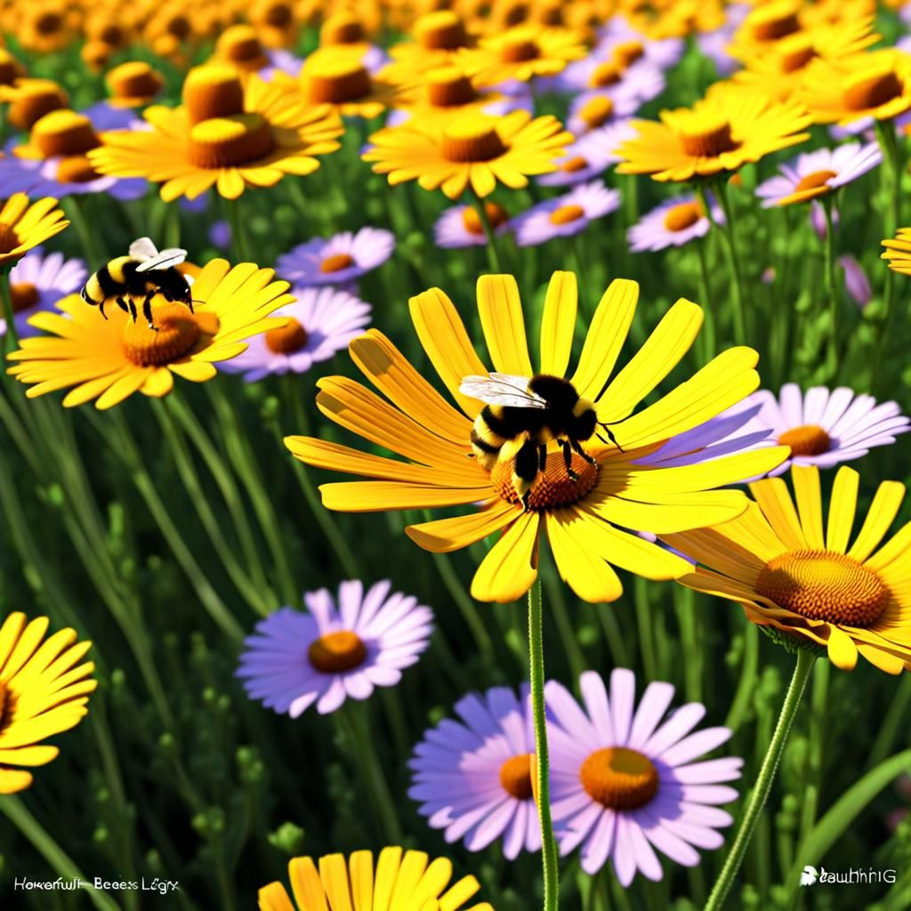 A bumble bees perspective as he flies in the air headed towa...