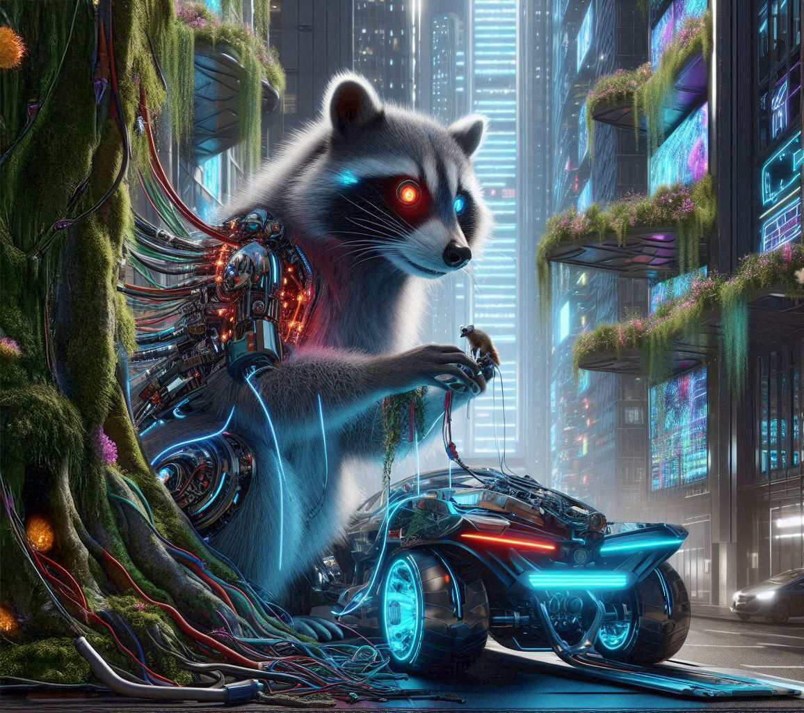 Rocky Racoon in 2053: Nature & Techno Fusion