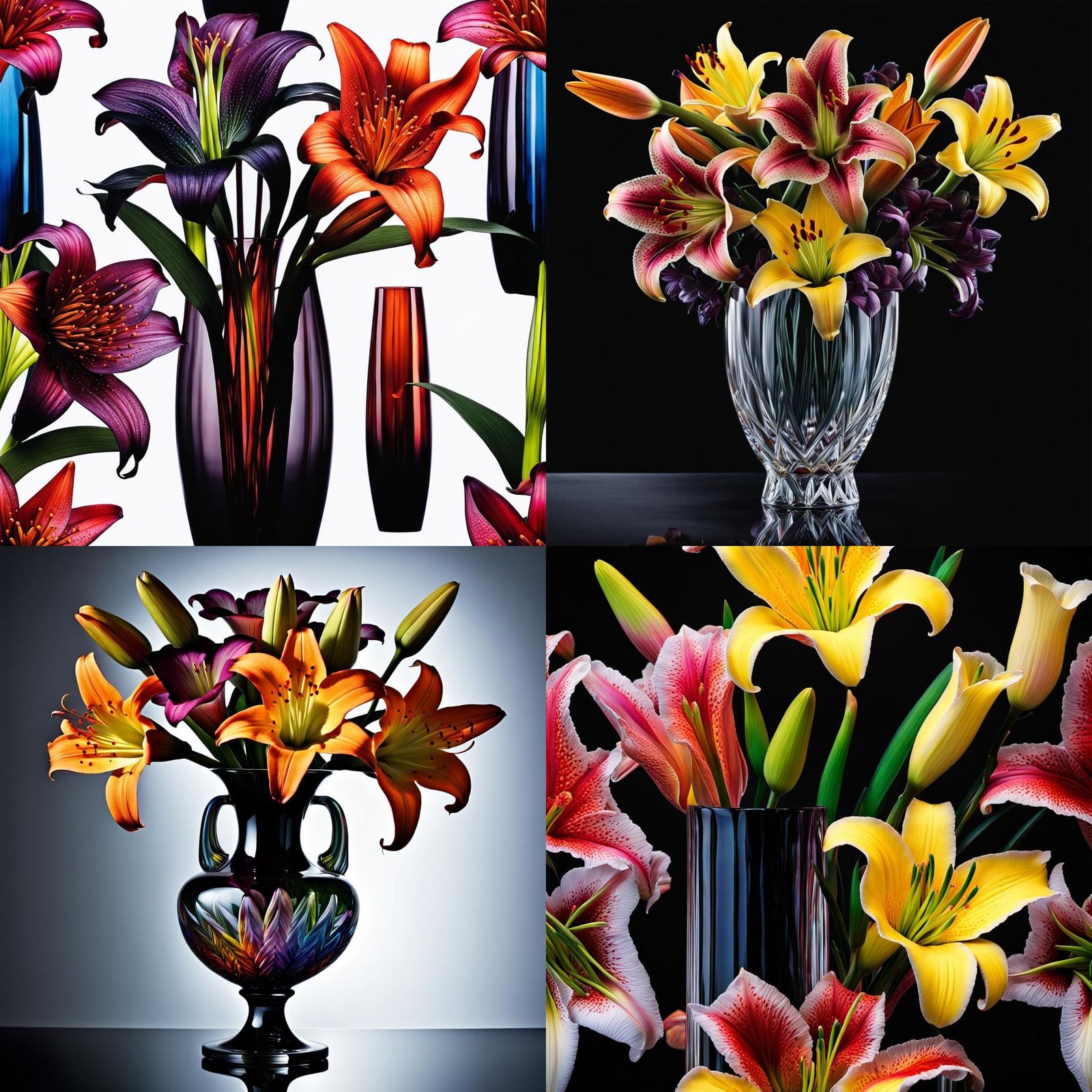 A majestic tall crystal cut glass vase, adorned with fluorescent