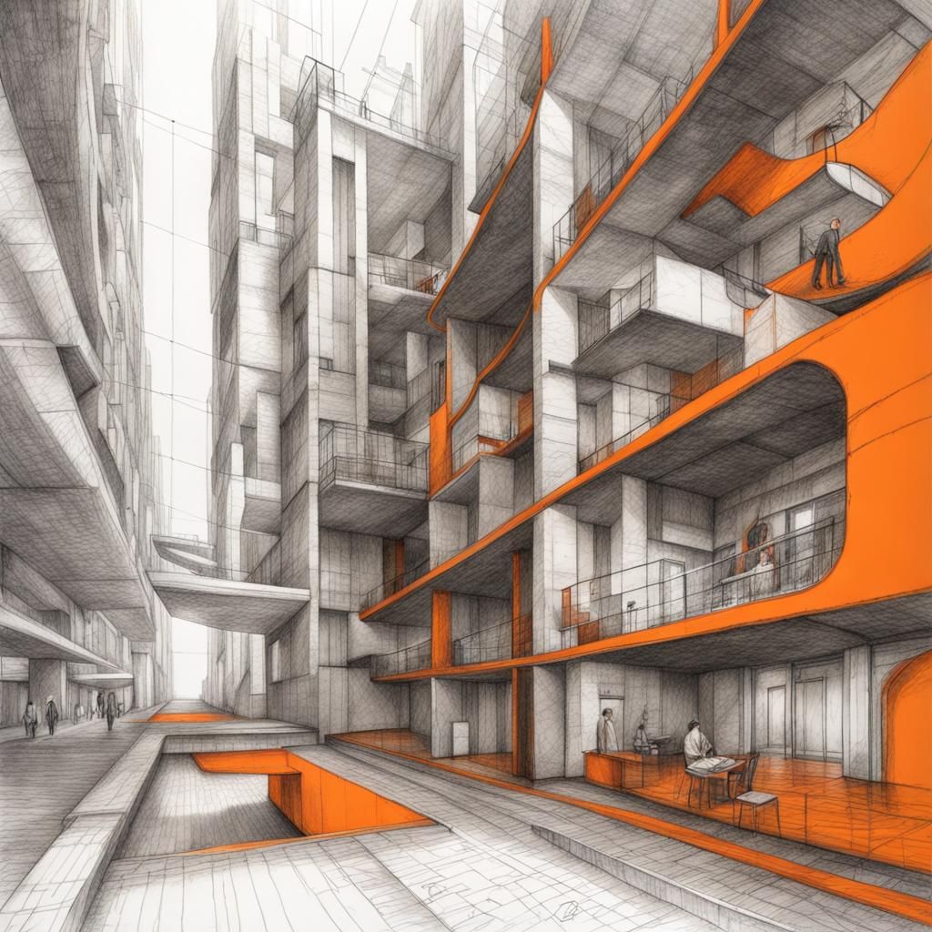 make a pencil sketch drawing using the structure of the oran...