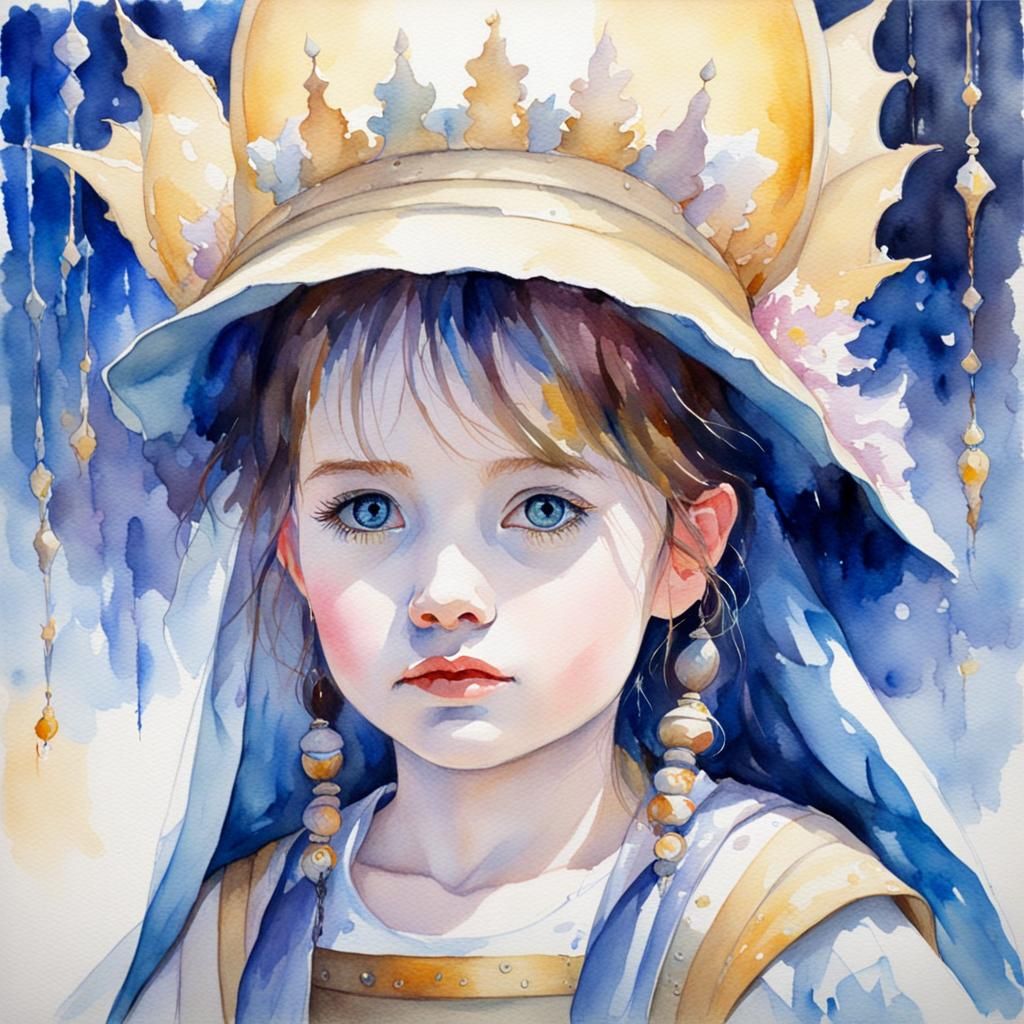 beautiful little girl, a fantasy watercolor