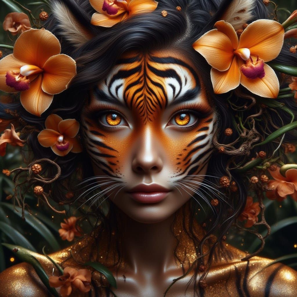 <lora:FiosNatureFusion:1.0> Amira the Hybrid Tigress Queen