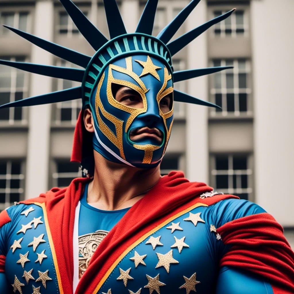 Statue of Liberty dressed as ((<lora:Luchador:1.0>))