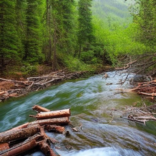 mountain stream full with spring runoff
