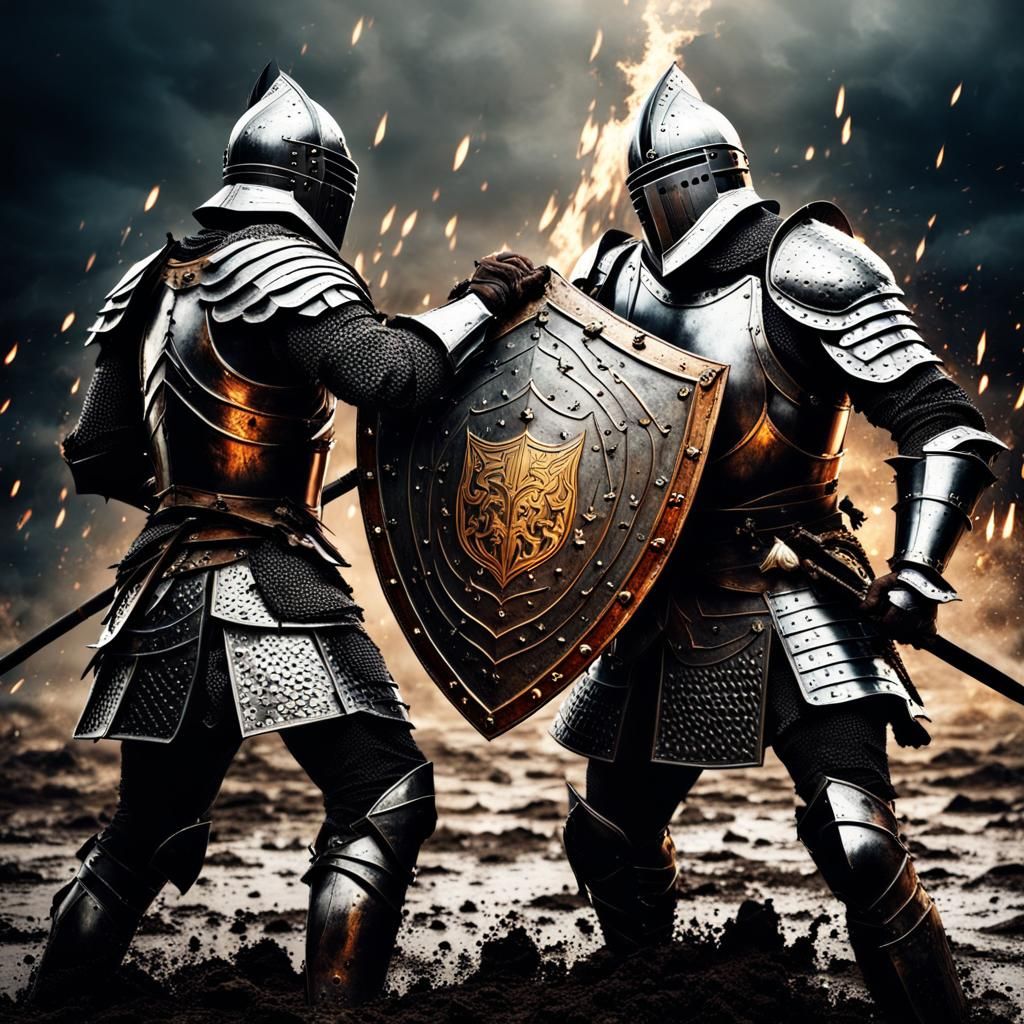 cool knight fight  by @Attila Pixel