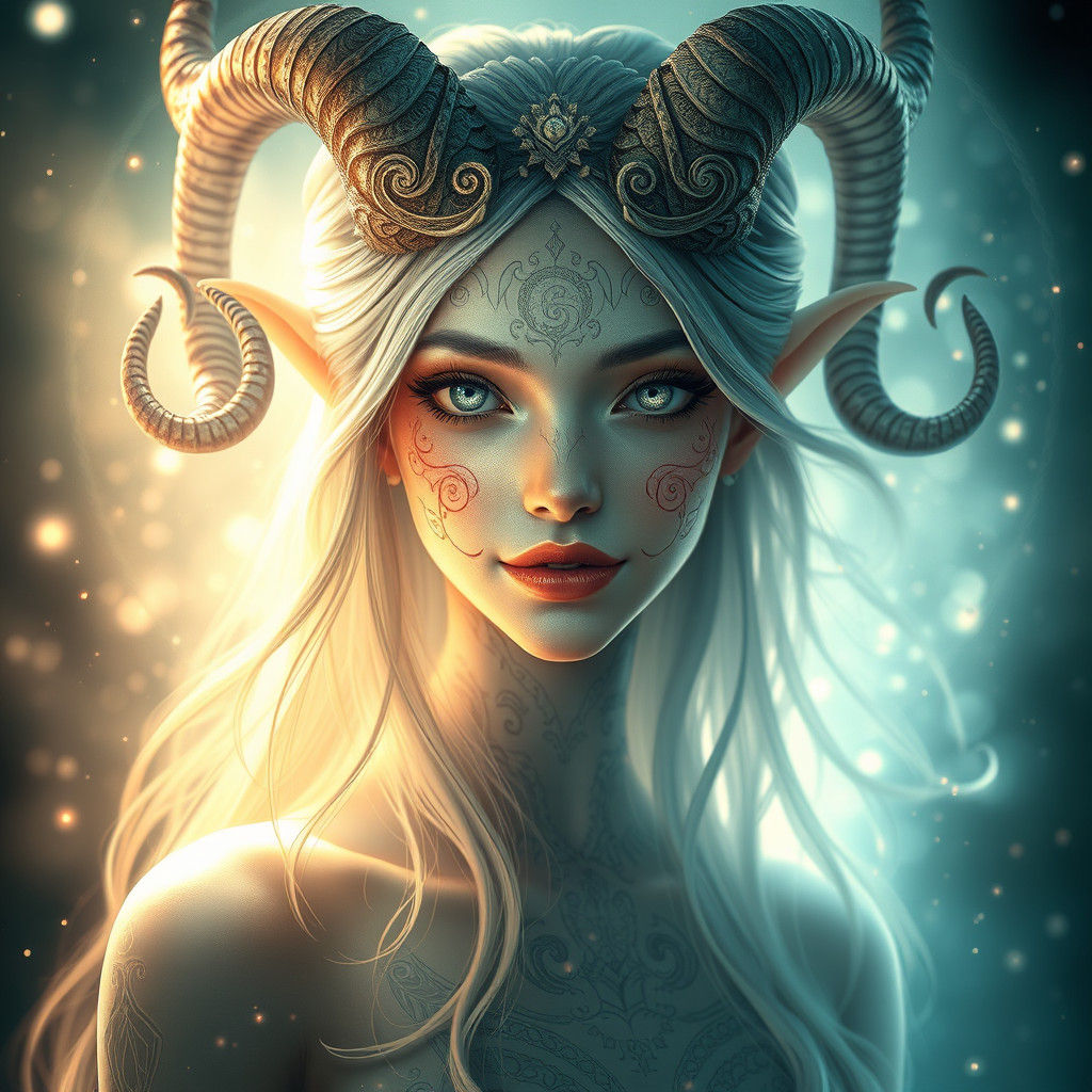 Ethereal Entity in Art Nouveau Portrait