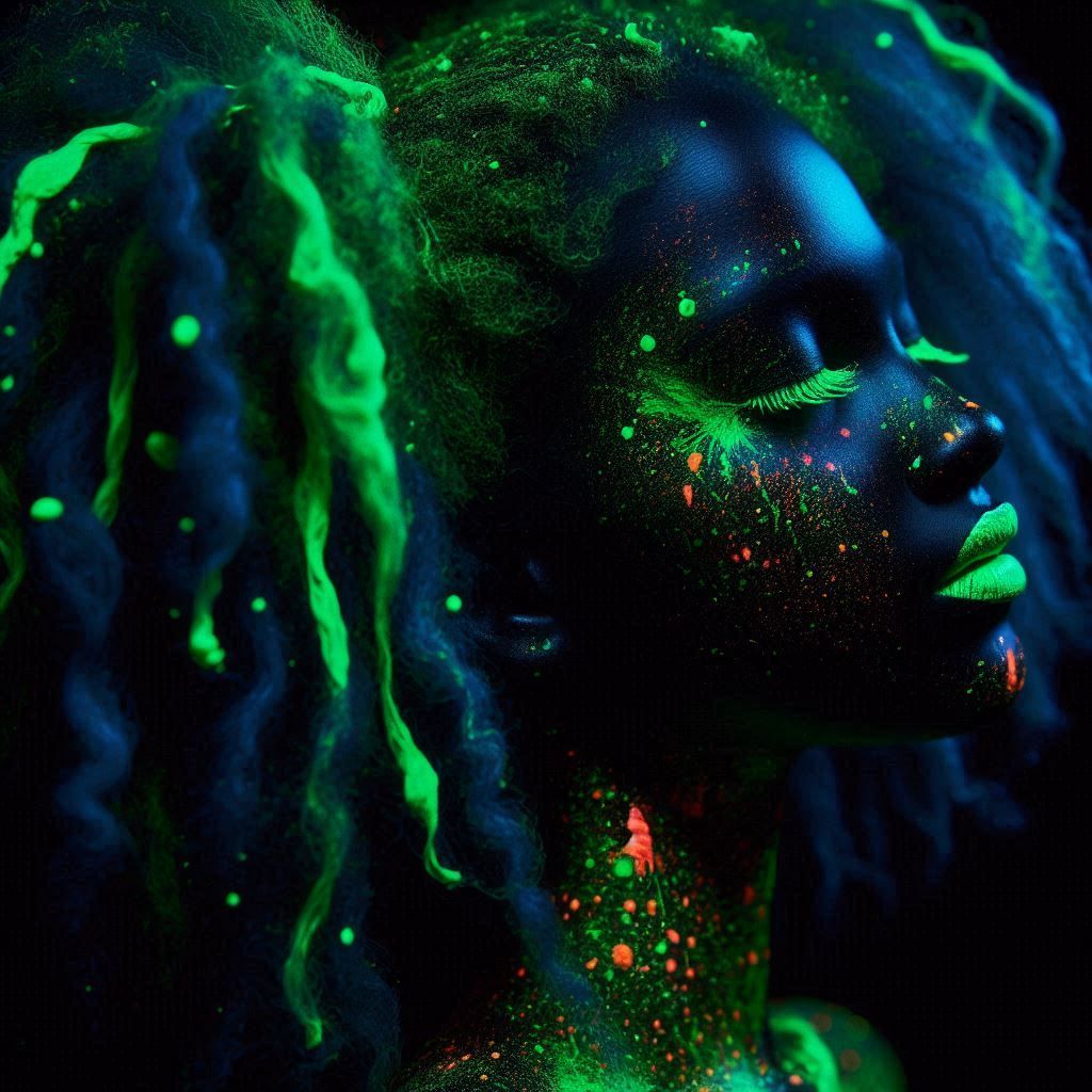 Black Light Neon Paint Portrait