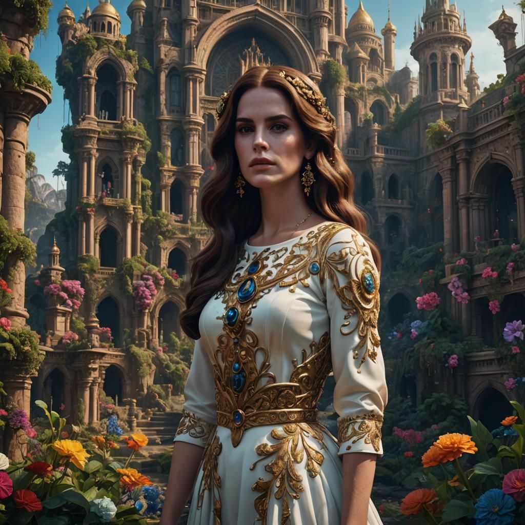 Lana Del Rey: Detailed Matte Painting in Deep Color
