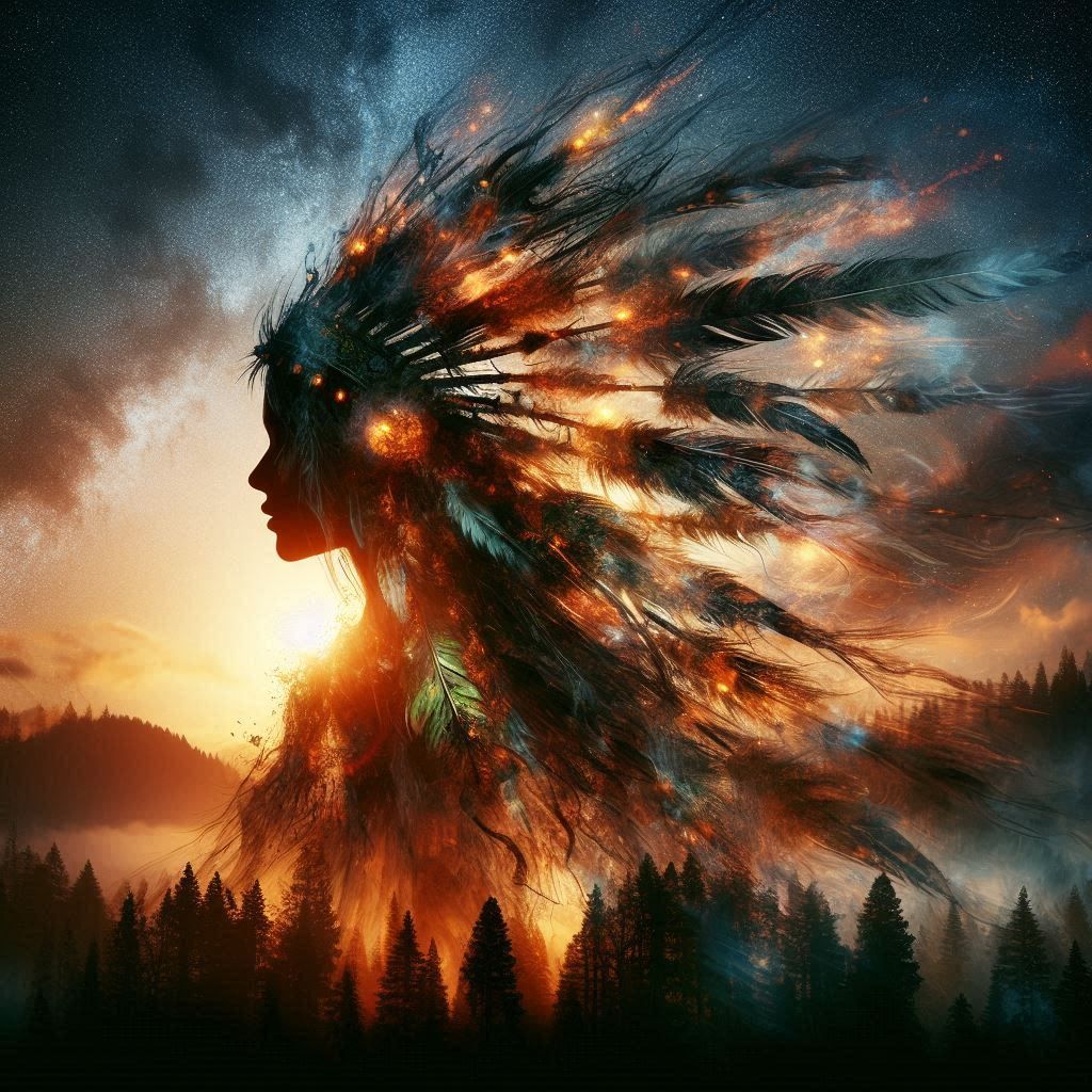 double exposure beautiful fantasy portrait landscape..