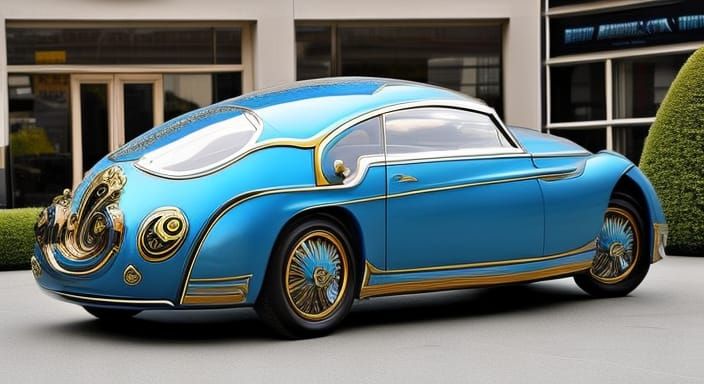 Blue and gold car - AI Generated Artwork - NightCafe Creator