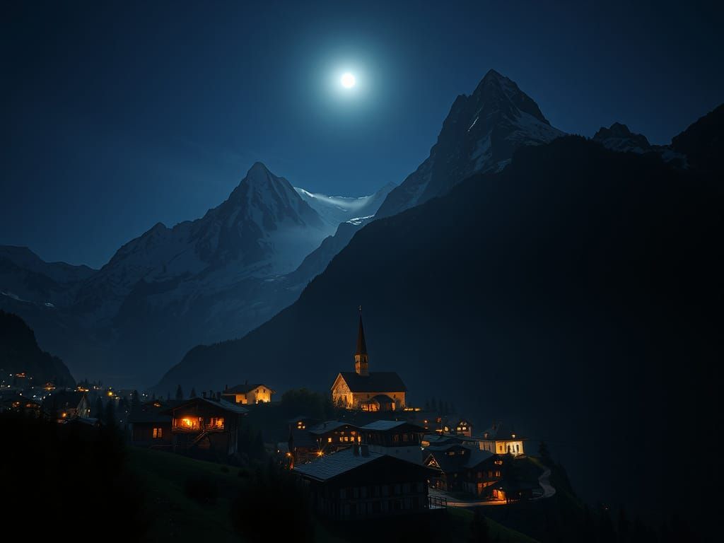 The Alps by night  by @The_BodyPainter