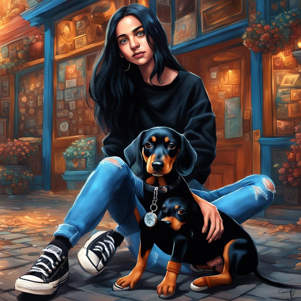 A 18 year old girl long black hair and black crop top over i...