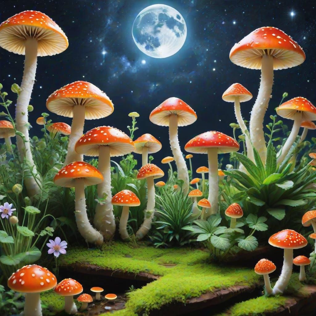 Celestial Fungi in Ethereal Glow