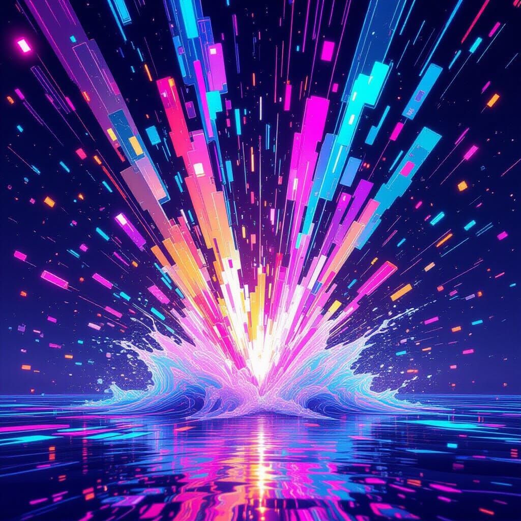 Exploding Light Festival in Digital Glitch Style
