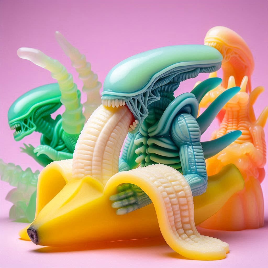 Jellymorph eating banana