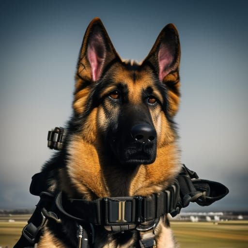 military German Shepherd dog skydives out of plane, goggles, muzzle ...