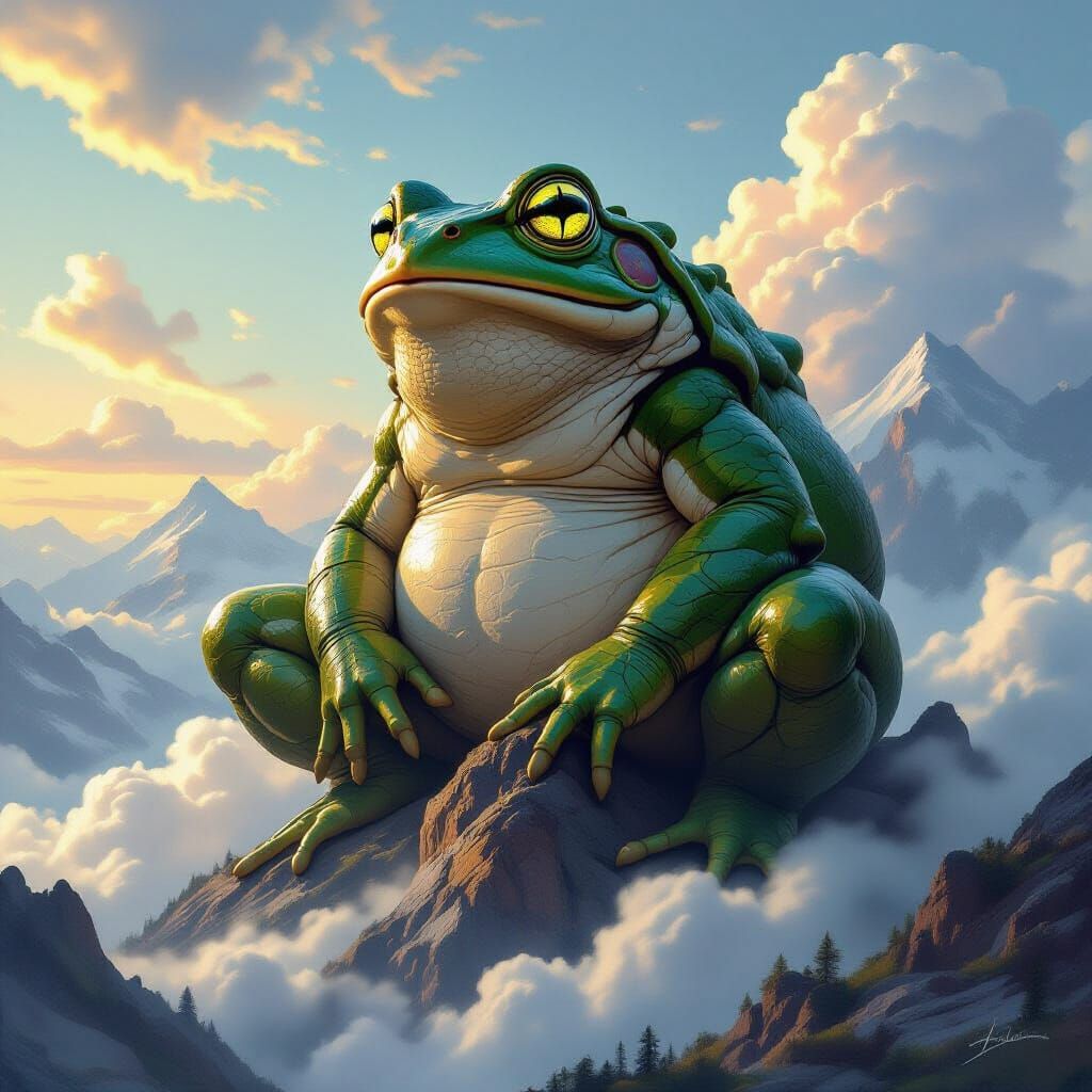 An enormous, ancient frog.  by @Unca_C
