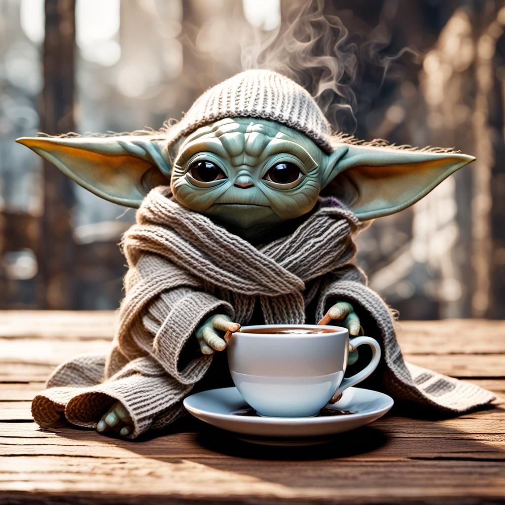 Yoda! Yo coffee got colda - AI Generated Artwork - NightCafe Creator